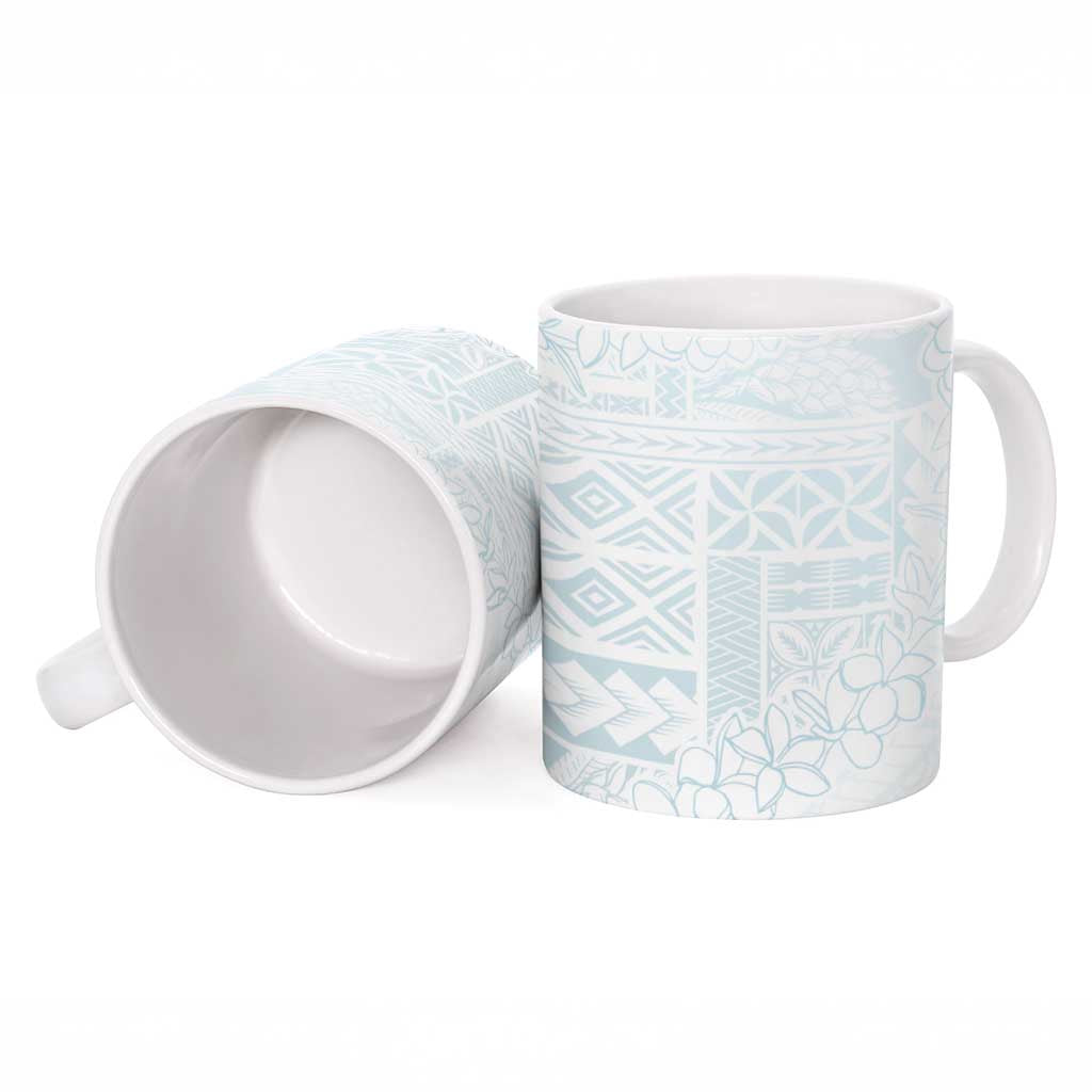 Samoa Lotu Tamaiti Mamanu Siapo Ceramic Mug Off White Plumeria - Polynesian Pride