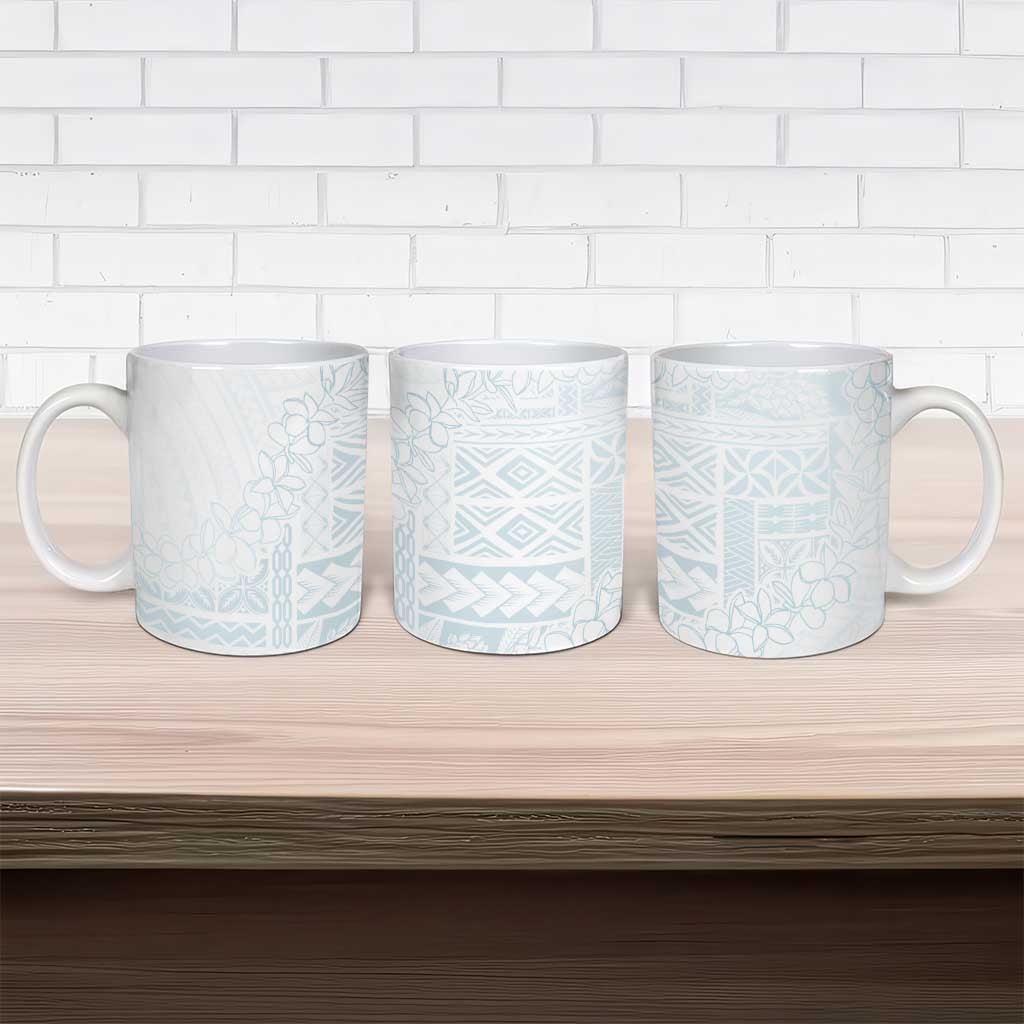 Samoa Lotu Tamaiti Mamanu Siapo Ceramic Mug Off White Plumeria - Polynesian Pride