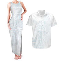 Samoa Lotu Tamaiti Mamanu Siapo Couples Matching Tank Maxi Dress and Hawaiian Shirt Off White Plumeria - Polynesian Pride