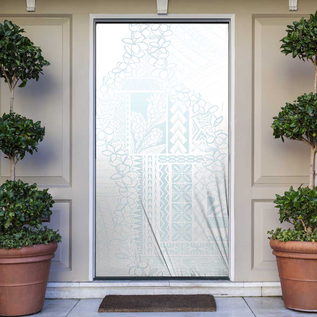 Samoa Lotu Tamaiti Mamanu Siapo Door Cover Off White Plumeria - Polynesian Pride