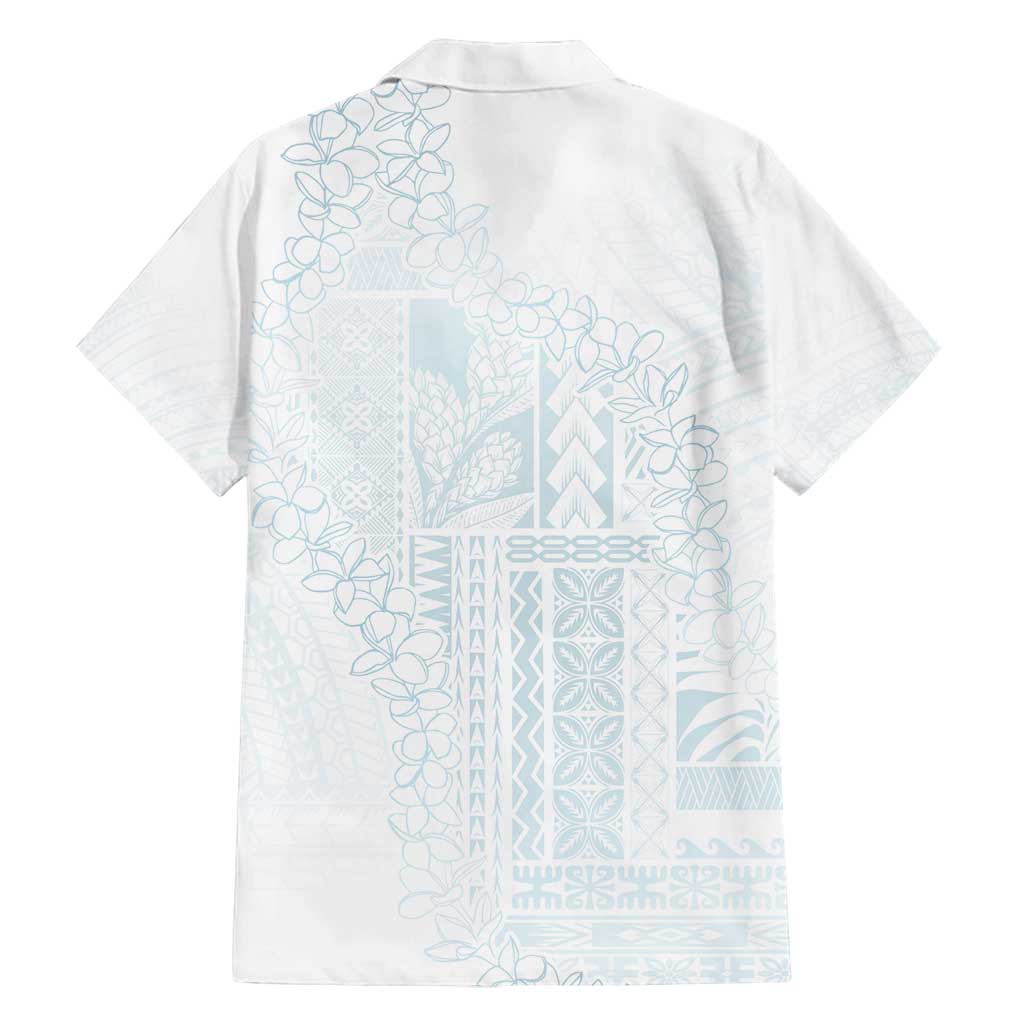 Samoa Lotu Tamaiti Mamanu Siapo Family Matching Off Shoulder Maxi Dress and Hawaiian Shirt Off White Plumeria - Polynesian Pride