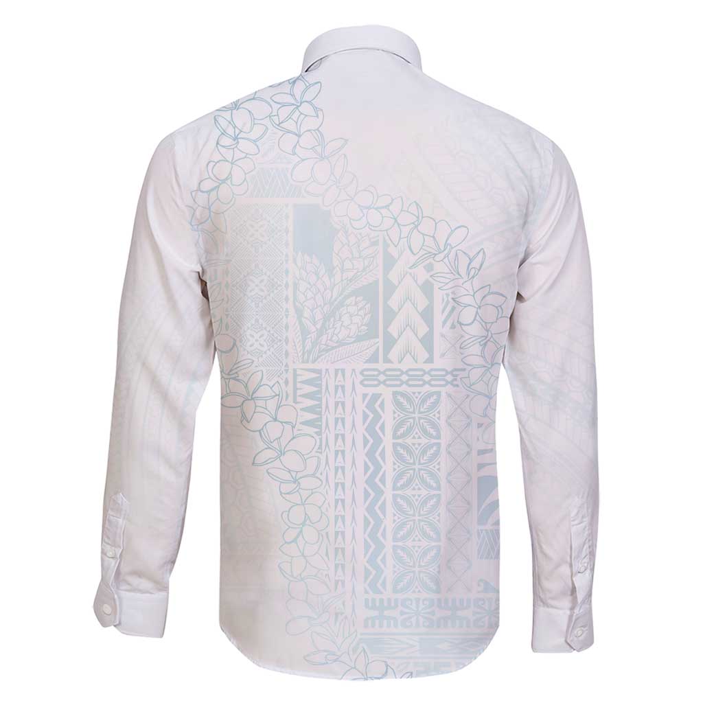 Samoa Lotu Tamaiti Mamanu Siapo Family Matching Puletasi and Hawaiian Shirt Off White Plumeria - Polynesian Pride