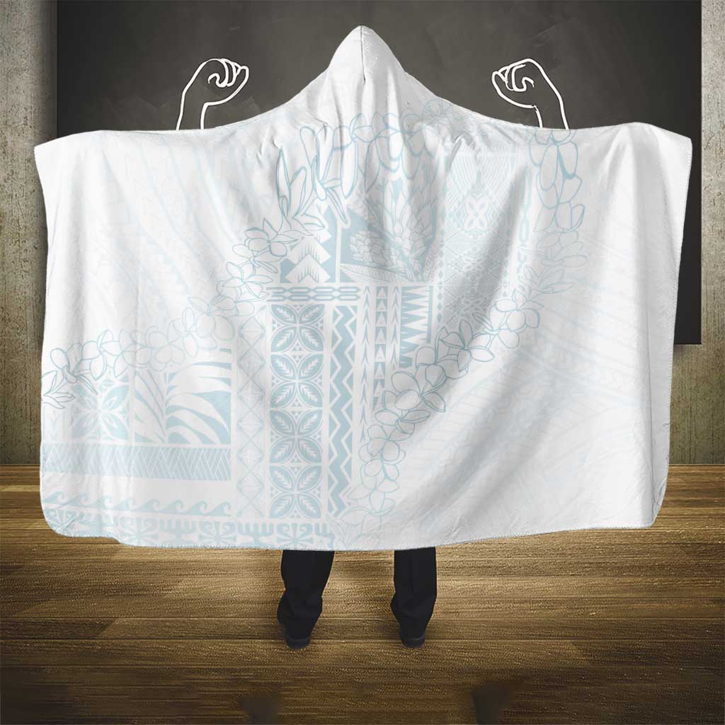 Samoa Lotu Tamaiti Mamanu Siapo Hooded Blanket Off White Plumeria - Polynesian Pride