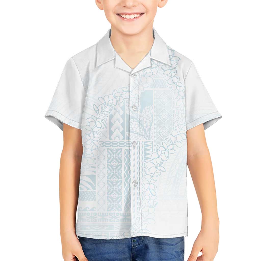 Samoa Lotu Tamaiti Mamanu Siapo Kid Hawaiian Shirt Off White Plumeria - Polynesian Pride