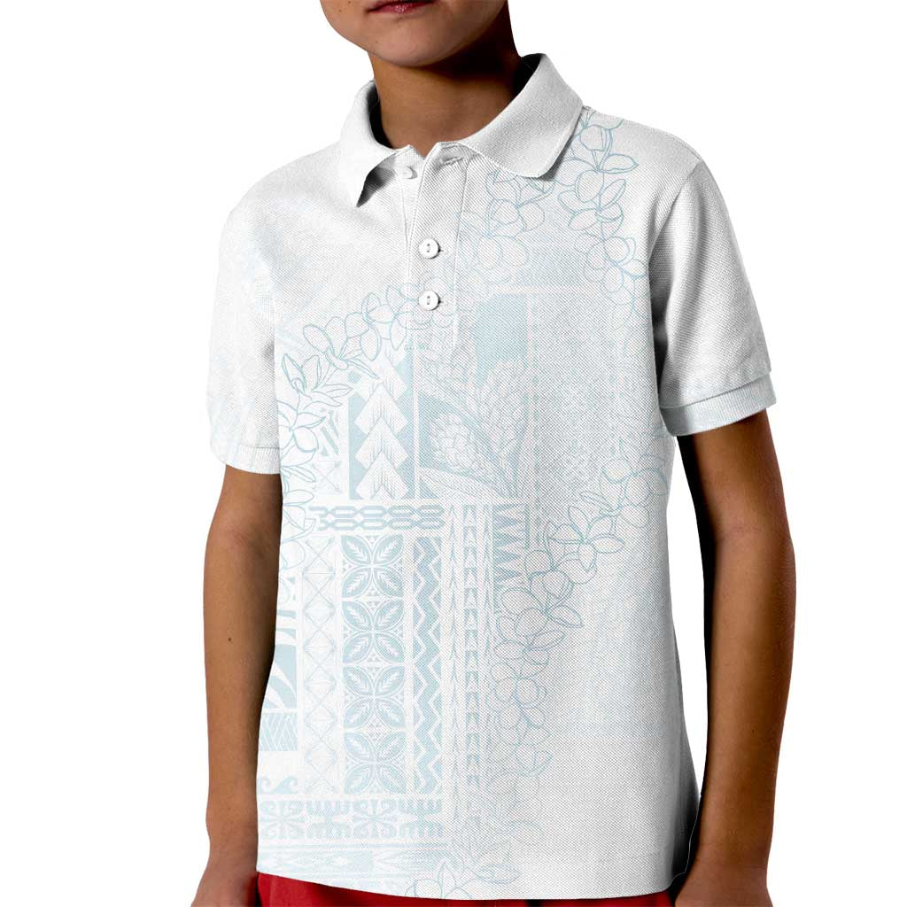 Samoa Lotu Tamaiti Mamanu Siapo Kid Polo Shirt Off White Plumeria LT7 Kid Baby Blue - Polynesian Pride