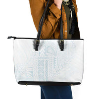 Samoa Lotu Tamaiti Mamanu Siapo Leather Tote Bag Off White Plumeria LT7 - Polynesian Pride