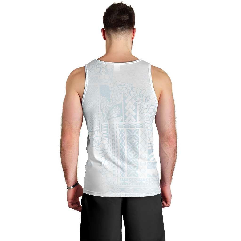 Samoa Lotu Tamaiti Mamanu Siapo Men Tank Top Off White Plumeria - Polynesian Pride