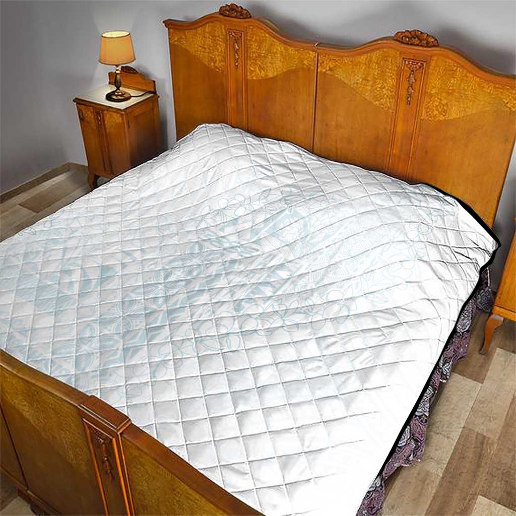 Samoa Lotu Tamaiti Mamanu Siapo Quilt Off White Plumeria - Polynesian Pride