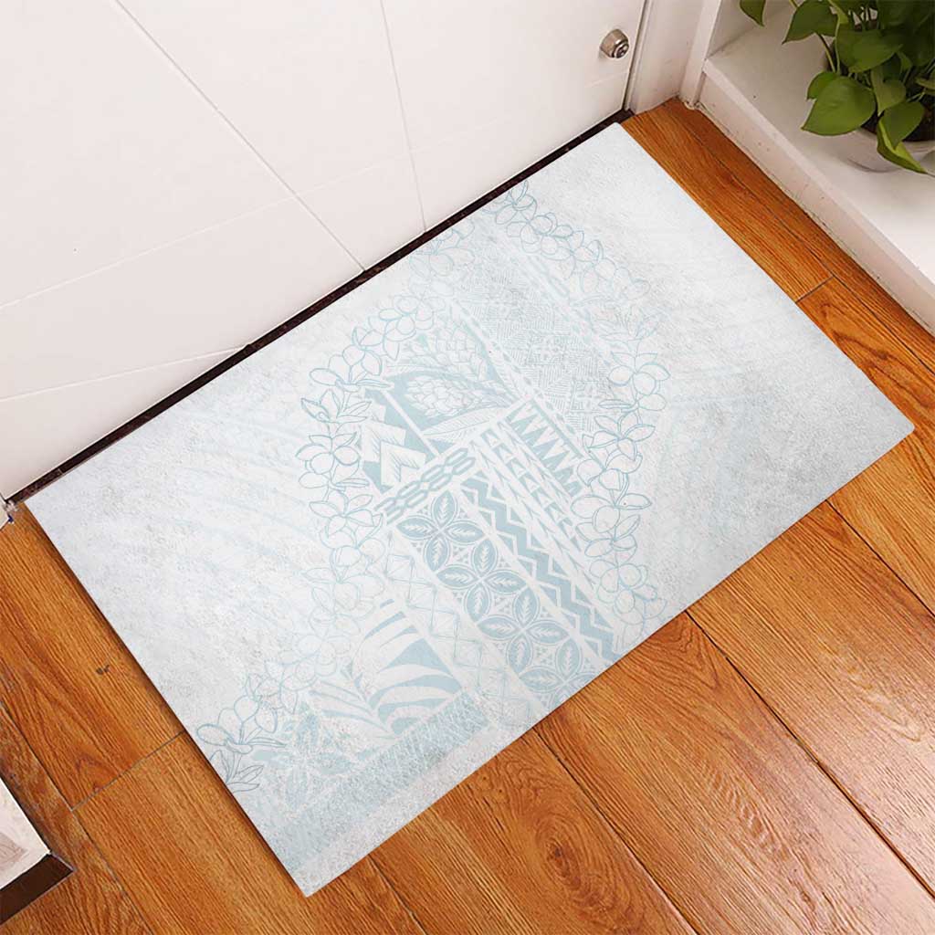 Samoa Lotu Tamaiti Mamanu Siapo Rubber Doormat Off White Plumeria - Polynesian Pride