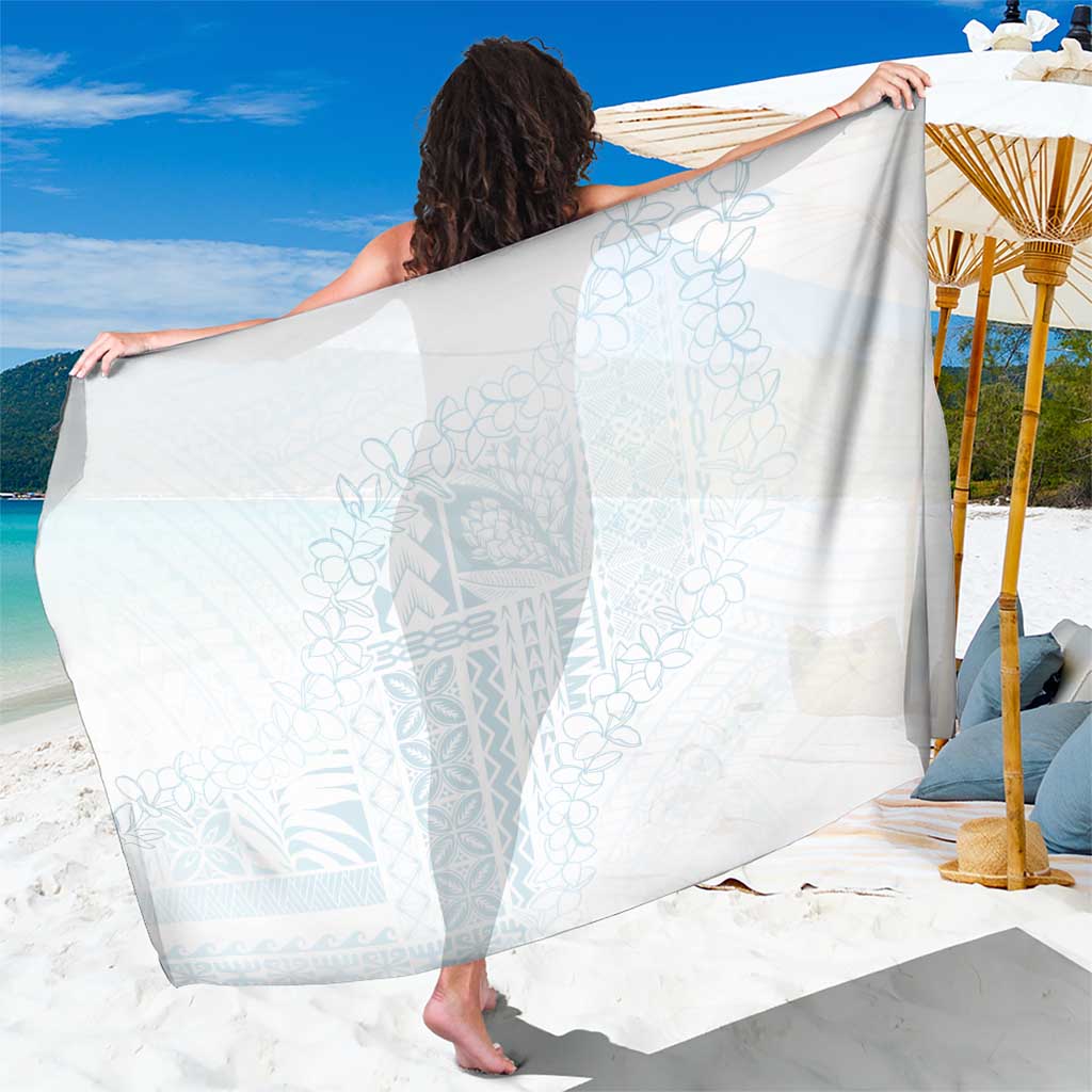 Samoa Lotu Tamaiti Mamanu Siapo Sarong Off White Plumeria LT7 One Size 44 x 66 inches Baby Blue - Polynesian Pride