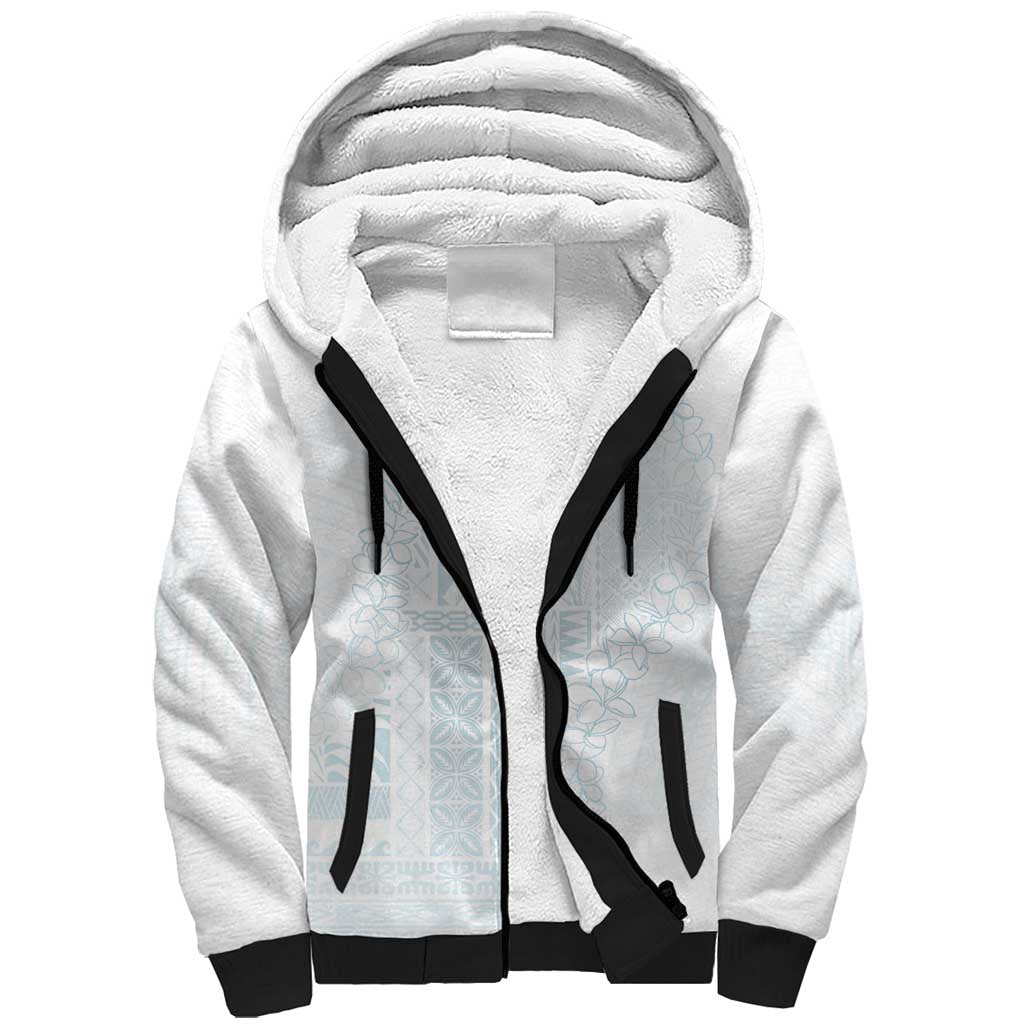 Samoa Lotu Tamaiti Mamanu Siapo Sherpa Hoodie Off White Plumeria - Polynesian Pride