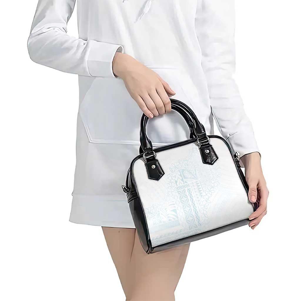 Samoa Lotu Tamaiti Mamanu Siapo Shoulder Handbag Off White Plumeria - Polynesian Pride