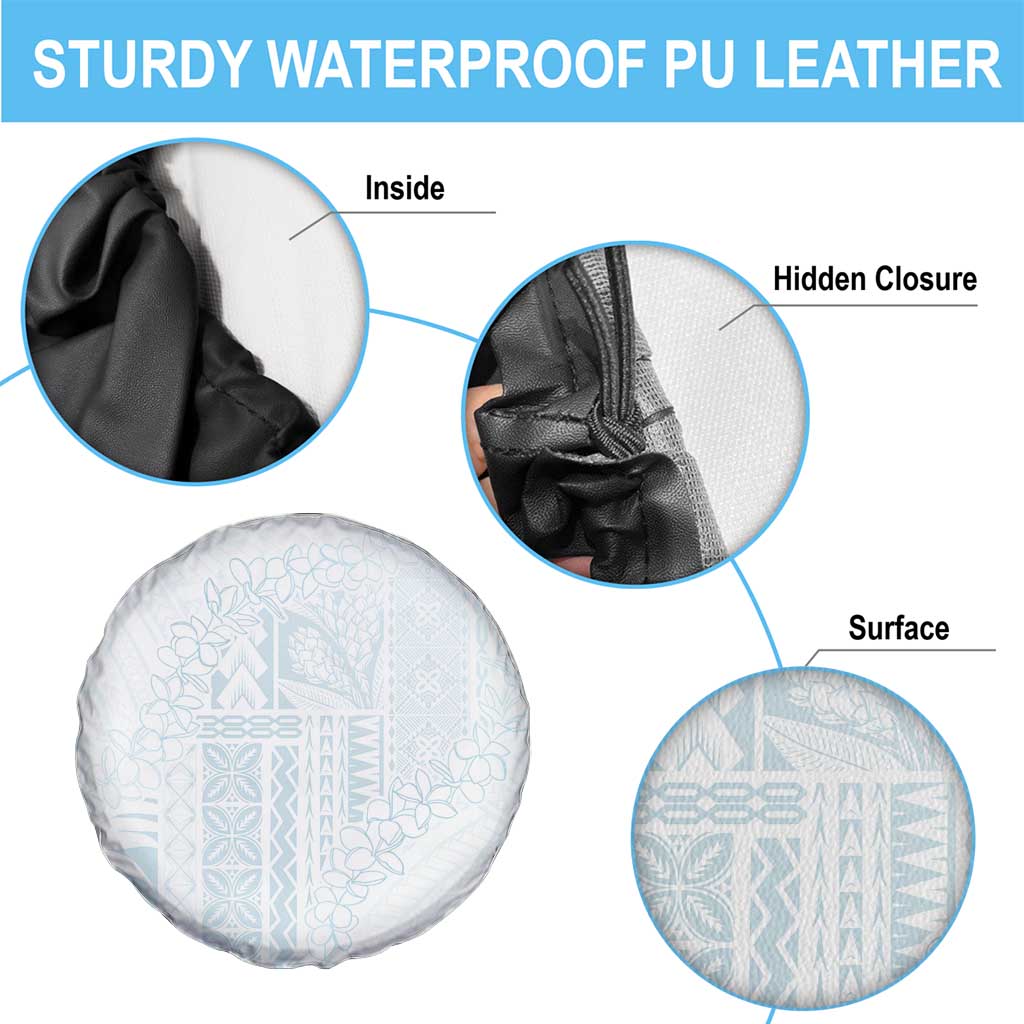 Samoa Lotu Tamaiti Mamanu Siapo Spare Tire Cover Off White Plumeria - Polynesian Pride