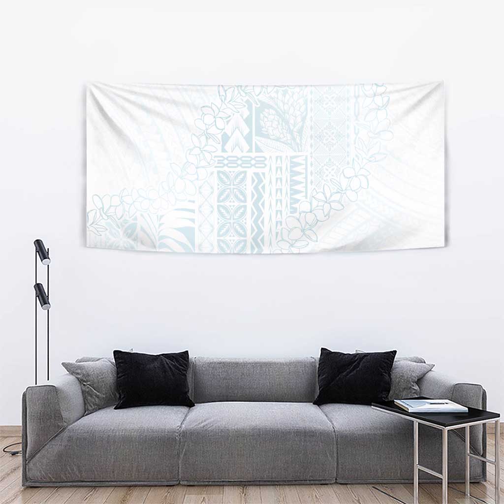 Samoa Lotu Tamaiti Mamanu Siapo Tapestry Off White Plumeria - Polynesian Pride