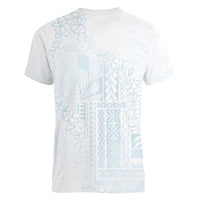 Samoa Lotu Tamaiti Mamanu Siapo Women V-Neck T-Shirt Off White Plumeria - Polynesian Pride