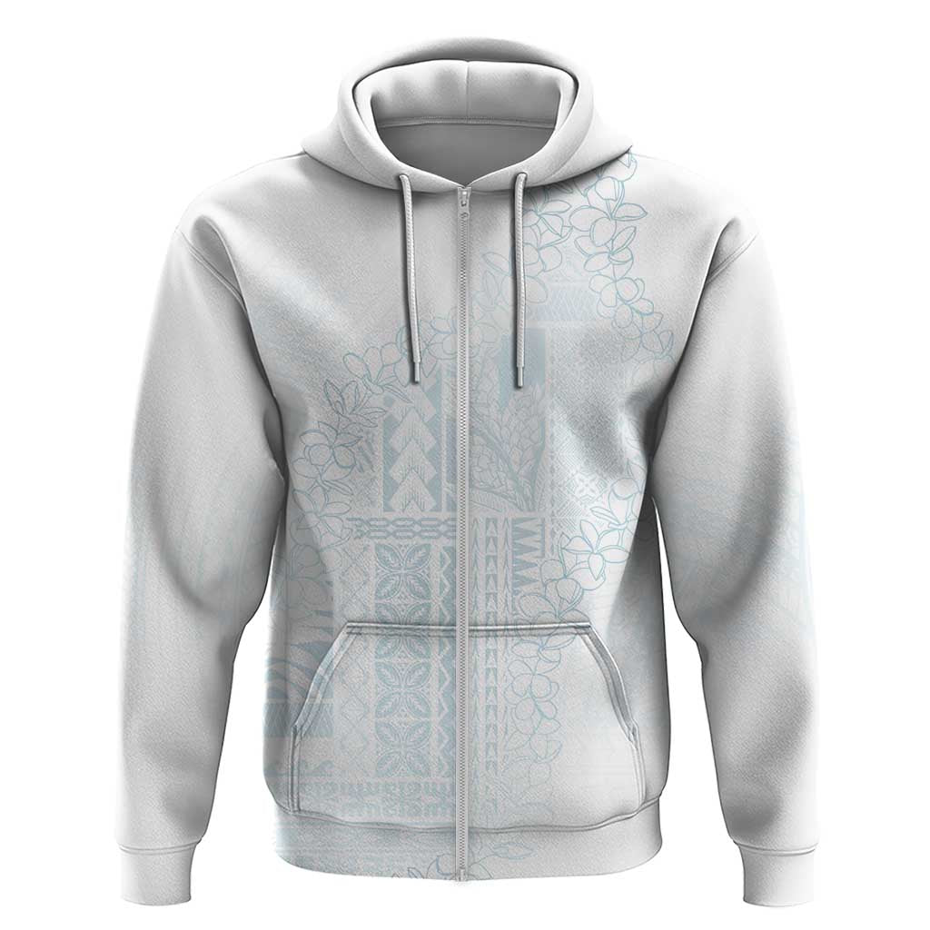 Samoa Lotu Tamaiti Mamanu Siapo Zip Hoodie Off White Plumeria LT7 Zip Hoodie Baby Blue - Polynesian Pride