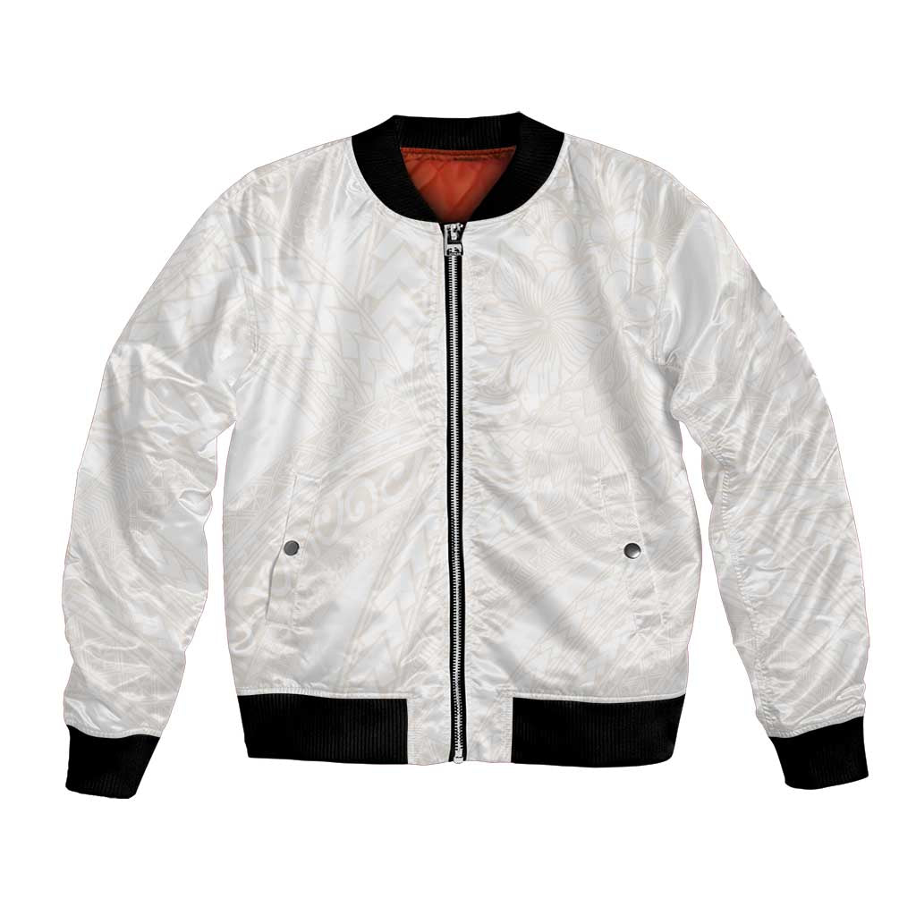 Samoa Lotu Tamaiti Ivory Bomber Jacket Teuila Tatau LT7 Unisex Ivory - Polynesian Pride