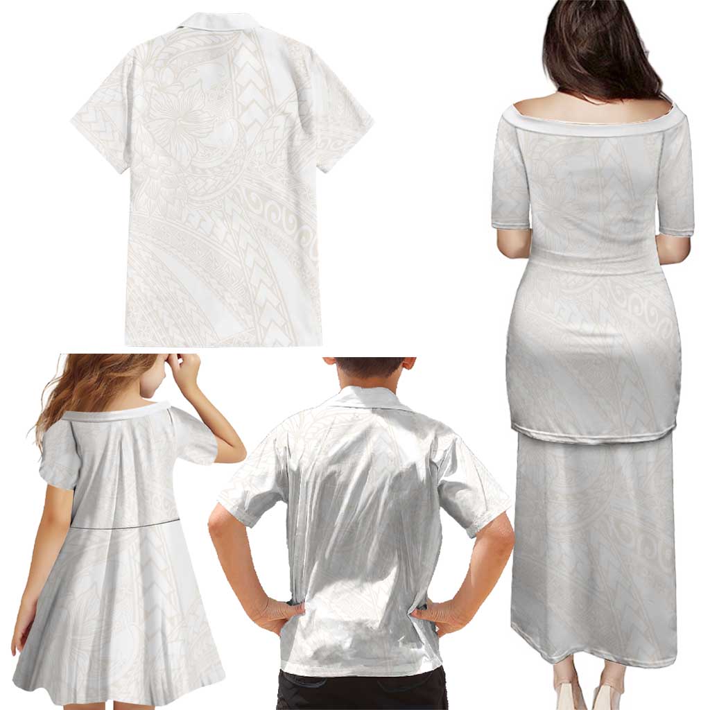 Samoa Lotu Tamaiti Ivory Family Matching Puletasi and Hawaiian Shirt Teuila Tatau - Polynesian Pride