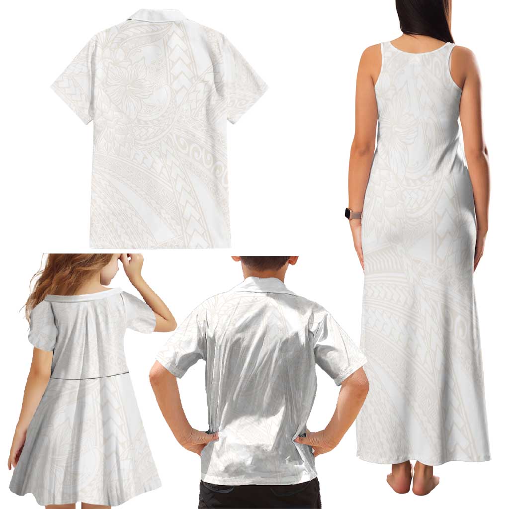 Samoa Lotu Tamaiti Ivory Family Matching Tank Maxi Dress and Hawaiian Shirt Teuila Tatau - Polynesian Pride