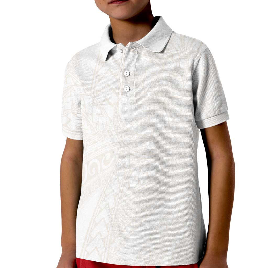 Samoa Lotu Tamaiti Ivory Kid Polo Shirt Teuila Tatau LT7 Kid Ivory - Polynesian Pride