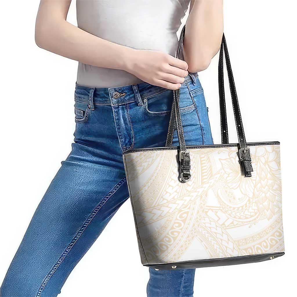 Samoa Lotu Tamaiti Ivory Leather Tote Bag Teuila Tatau LT7 - Polynesian Pride