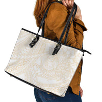 Samoa Lotu Tamaiti Ivory Leather Tote Bag Teuila Tatau LT7 - Polynesian Pride