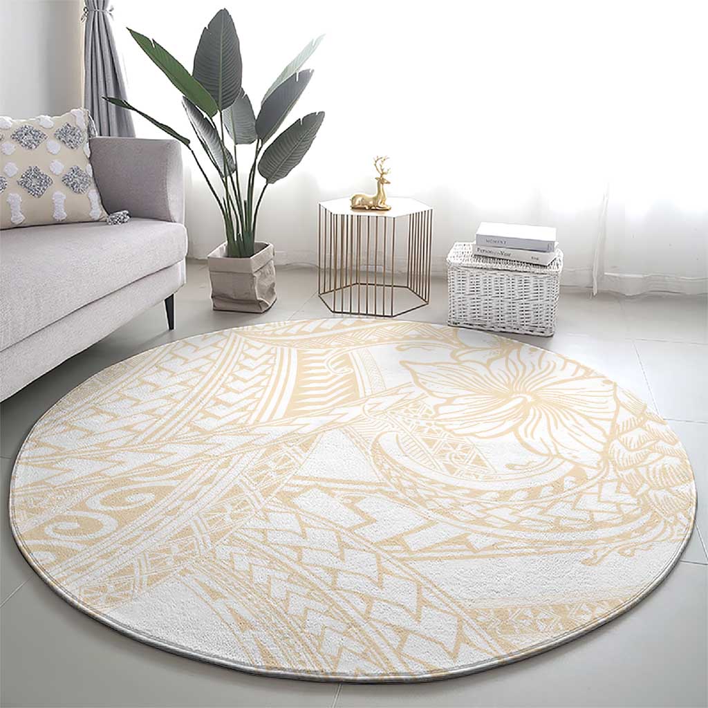 Samoa Lotu Tamaiti Ivory Round Carpet Teuila Tatau - Polynesian Pride
