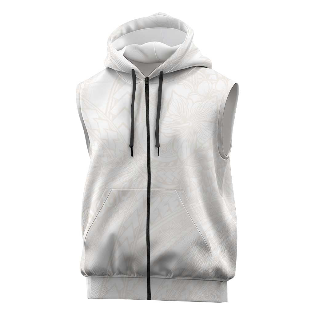 Samoa Lotu Tamaiti Ivory Sleeveless Zip Hoodie Teuila Tatau LT7 Ivory - Polynesian Pride