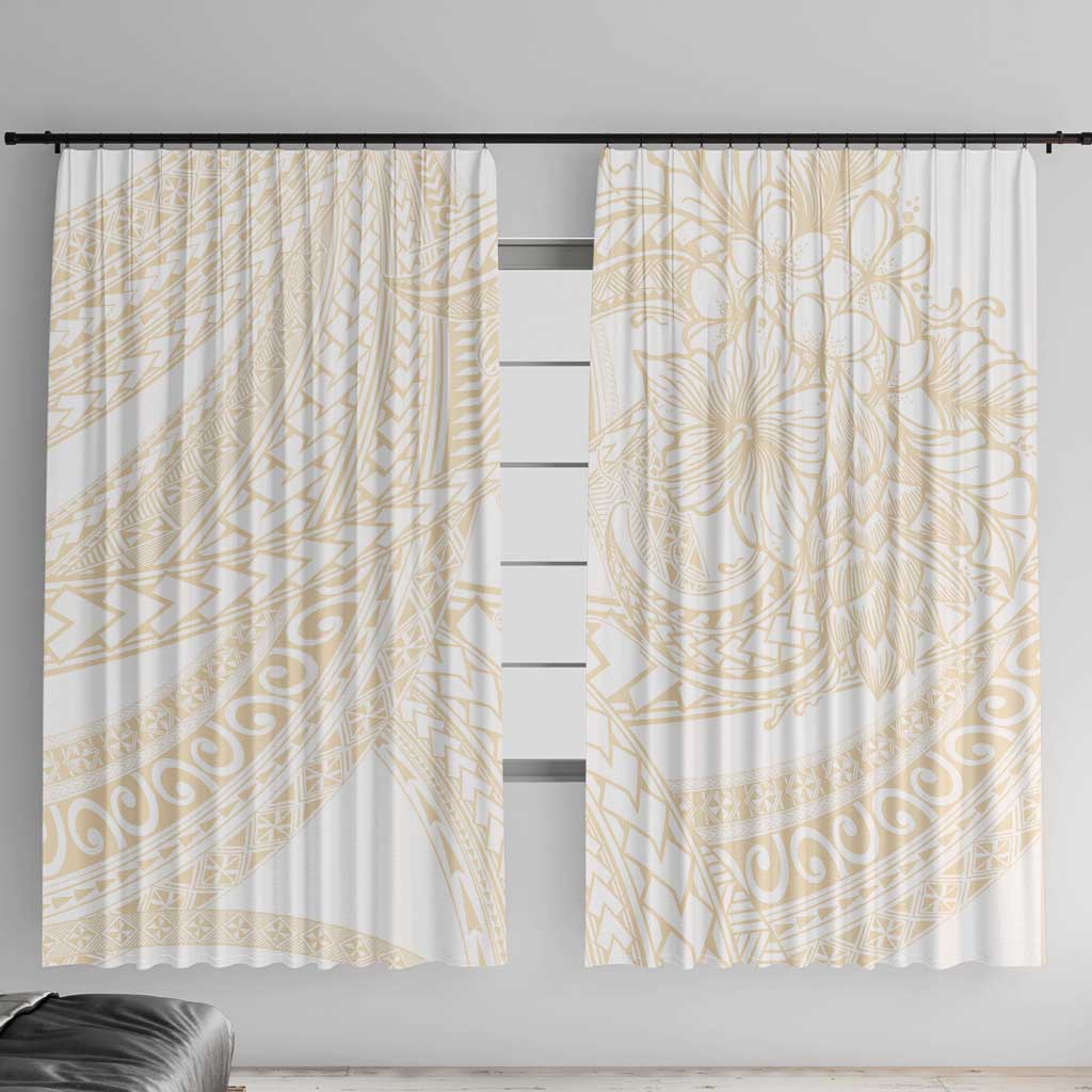 Samoa Lotu Tamaiti Ivory Window Curtain Teuila Tatau LT7 With Hooks Ivory - Polynesian Pride