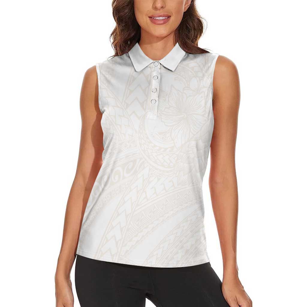 Samoa Lotu Tamaiti Ivory Women Sleeveless Polo Shirt Teuila Tatau LT7 - Polynesian Pride