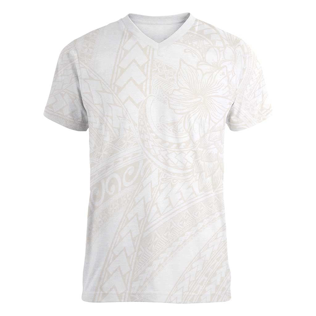 Samoa Lotu Tamaiti Ivory Women V-Neck T-Shirt Teuila Tatau - Polynesian Pride