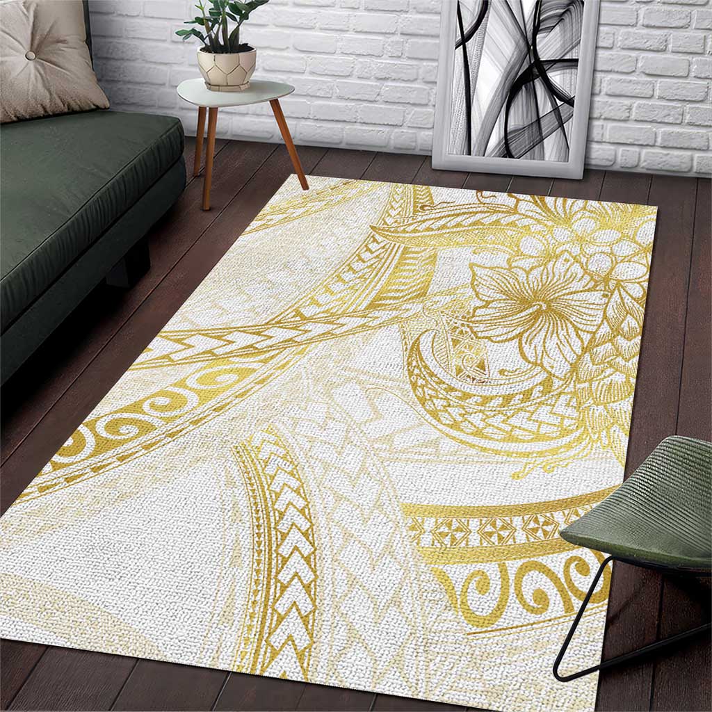Samoa Lotu Tamaiti Gold Area Rug Teuila Tatau - Polynesian Pride