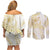 Samoa Lotu Tamaiti Gold Couples Matching Off Shoulder Short Dress and Long Sleeve Button Shirt Teuila Tatau - Polynesian Pride