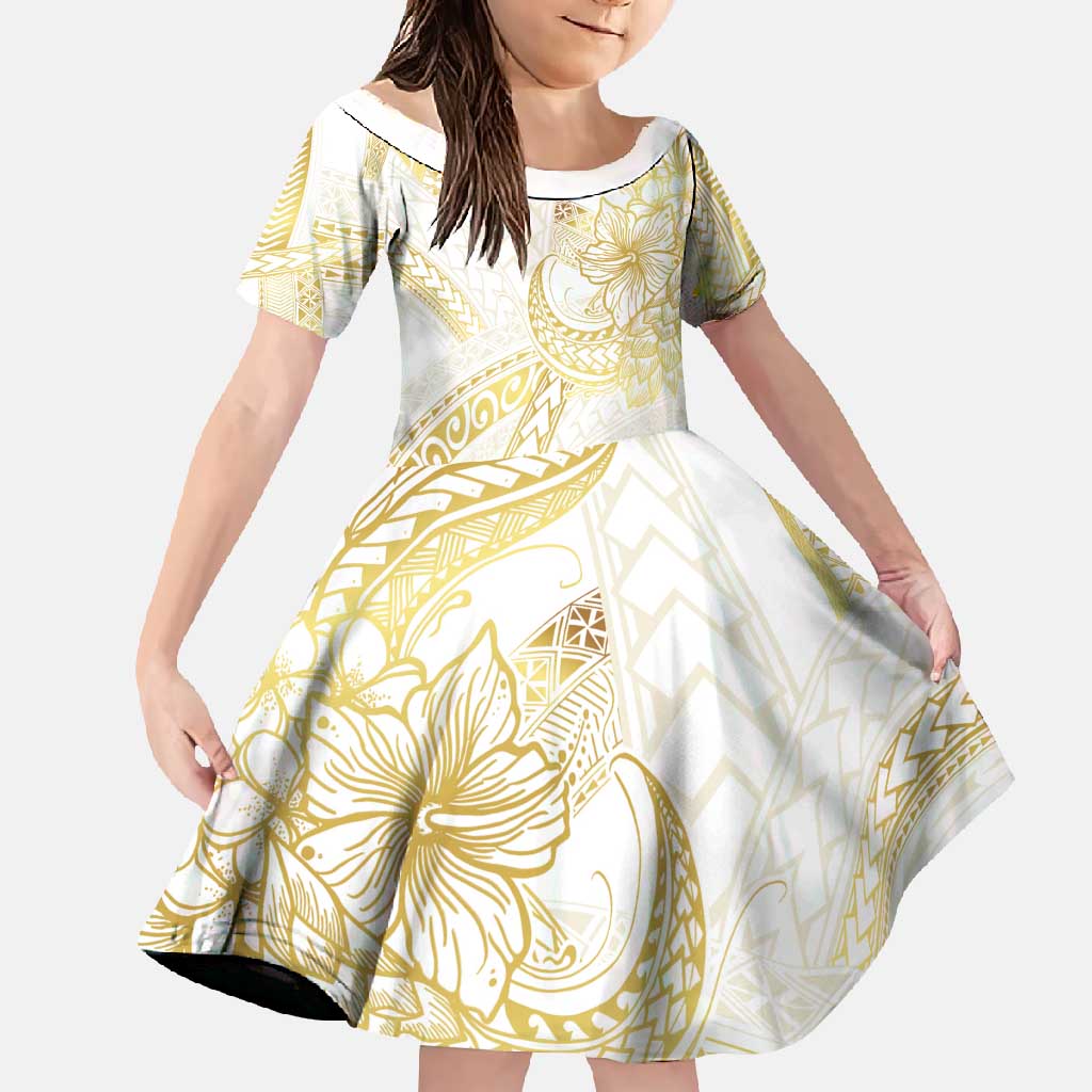 Samoa Lotu Tamaiti Gold Family Matching Long Sleeve Bodycon Dress and Hawaiian Shirt Teuila Tatau - Polynesian Pride