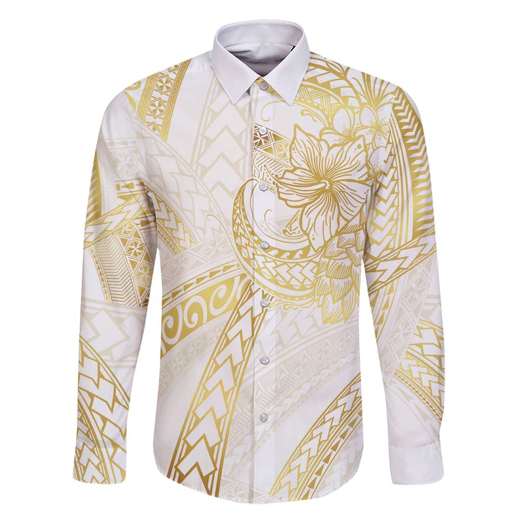 Samoa Lotu Tamaiti Gold Family Matching Long Sleeve Bodycon Dress and Hawaiian Shirt Teuila Tatau - Polynesian Pride