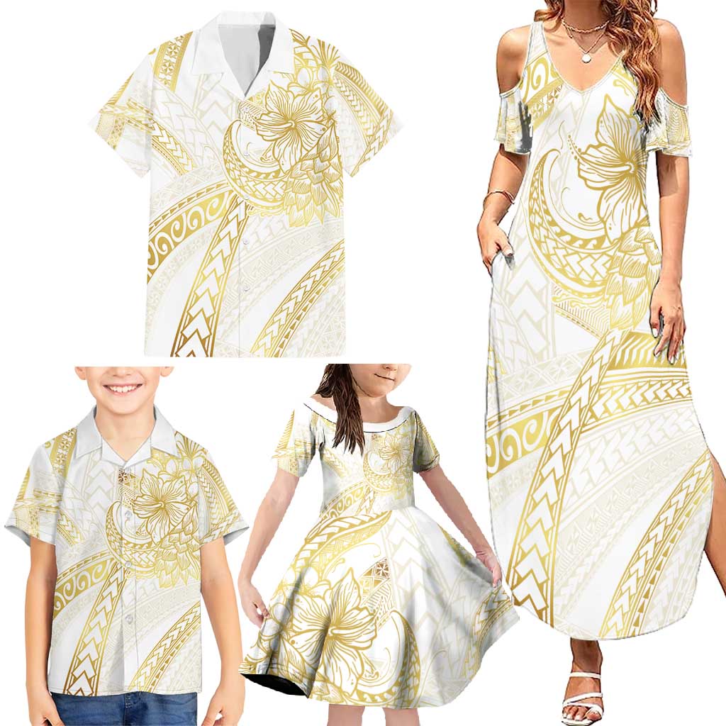 Samoa Lotu Tamaiti Gold Family Matching Summer Maxi Dress and Hawaiian Shirt Teuila Tatau - Polynesian Pride