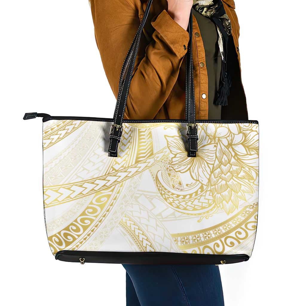 Samoa Lotu Tamaiti Gold Leather Tote Bag Teuila Tatau LT7 - Polynesian Pride