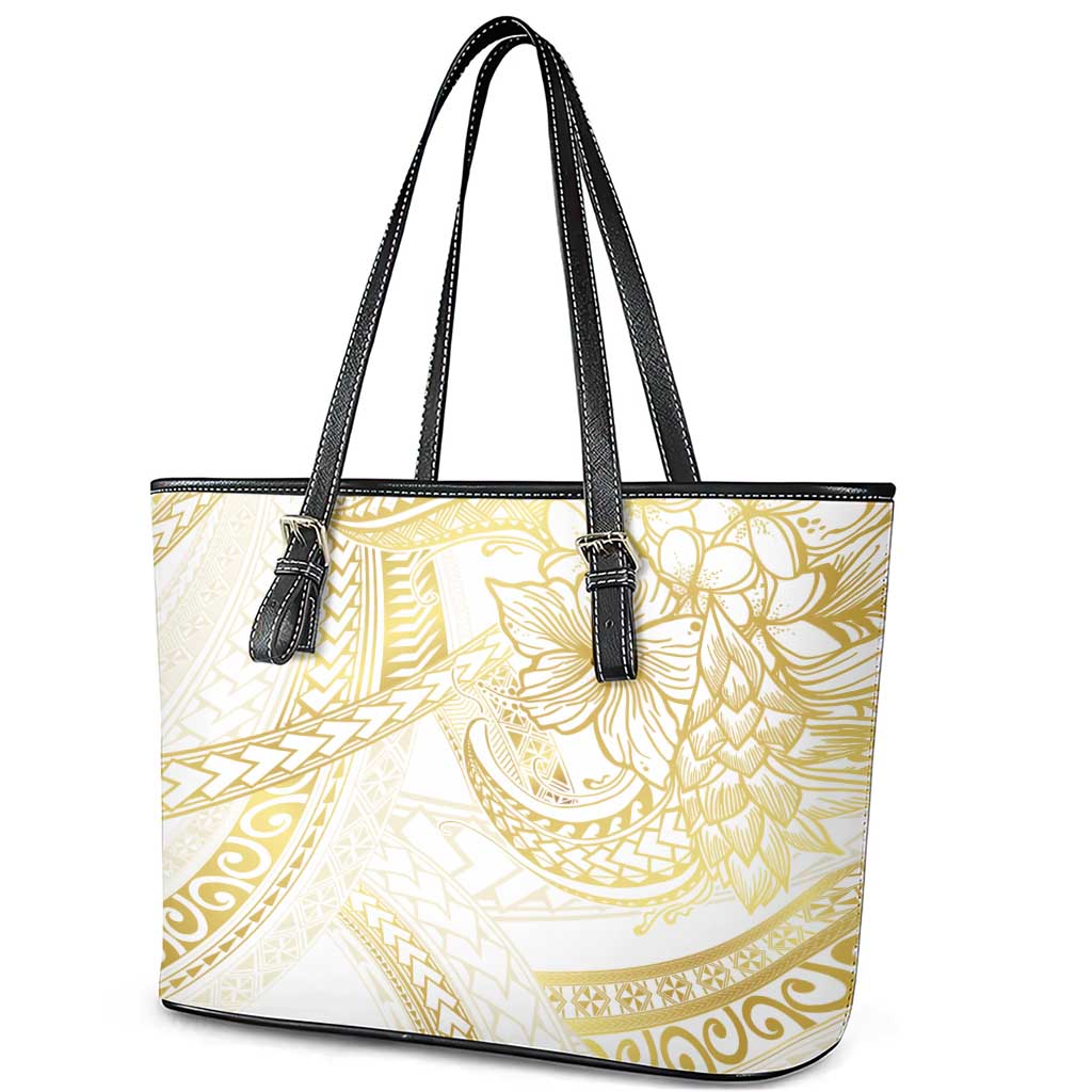 Samoa Lotu Tamaiti Gold Leather Tote Bag Teuila Tatau LT7 - Polynesian Pride