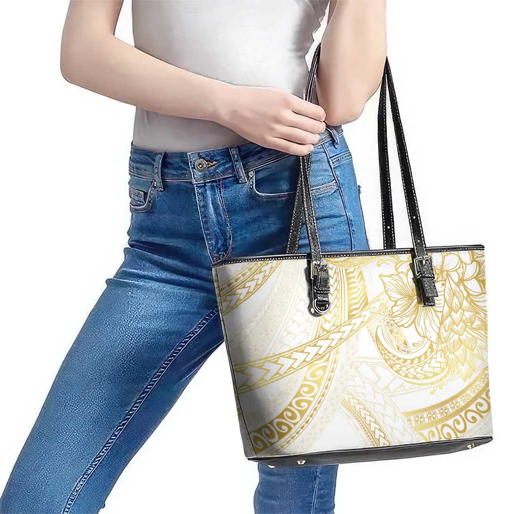 Samoa Lotu Tamaiti Gold Leather Tote Bag Teuila Tatau LT7 - Polynesian Pride