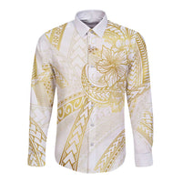 Samoa Lotu Tamaiti Gold Long Sleeve Button Shirt Teuila Tatau - Polynesian Pride