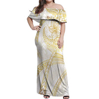 Samoa Lotu Tamaiti Gold Off Shoulder Maxi Dress Teuila Tatau - Polynesian Pride