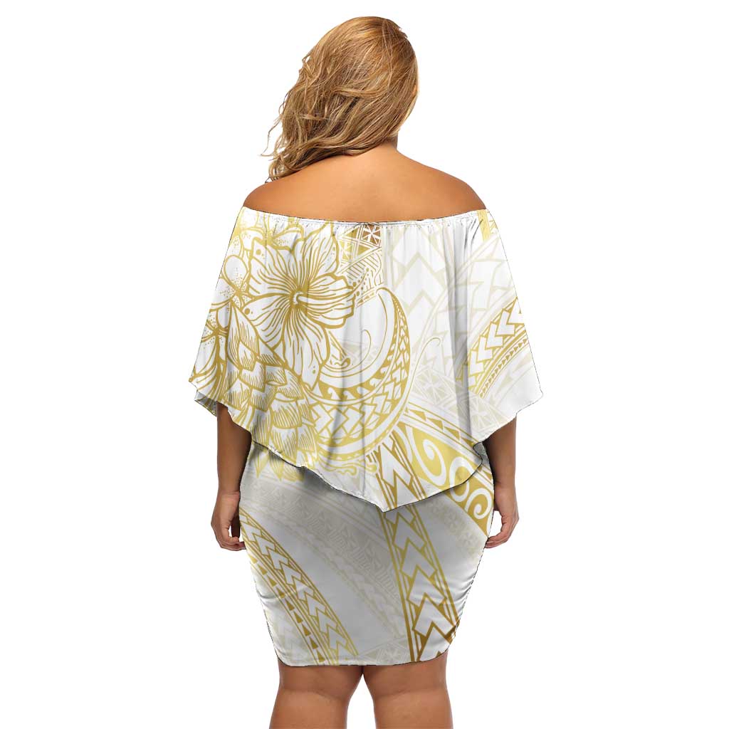 Samoa Lotu Tamaiti Gold Off Shoulder Short Dress Teuila Tatau - Polynesian Pride