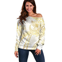 Samoa Lotu Tamaiti Gold Off Shoulder Sweater Teuila Tatau - Polynesian Pride