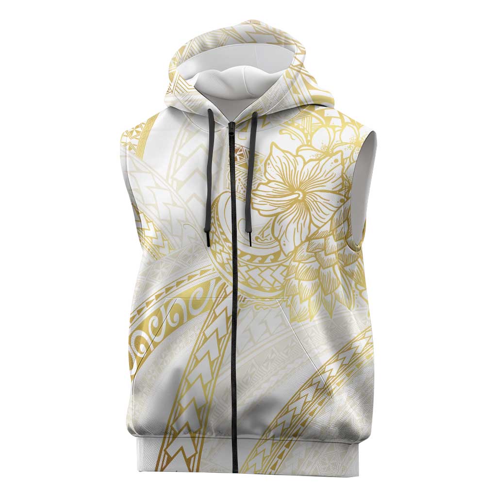 Samoa Lotu Tamaiti Gold Sleeveless Zip Hoodie Teuila Tatau LT7 Gold - Polynesian Pride