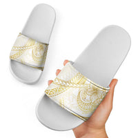 Samoa Lotu Tamaiti Gold Slide Sandals Teuila Tatau - Polynesian Pride