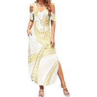 Samoa Lotu Tamaiti Gold Summer Maxi Dress Teuila Tatau - Polynesian Pride