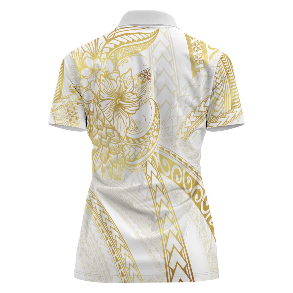 Samoa Lotu Tamaiti Gold Women Polo Shirt Teuila Tatau - Polynesian Pride
