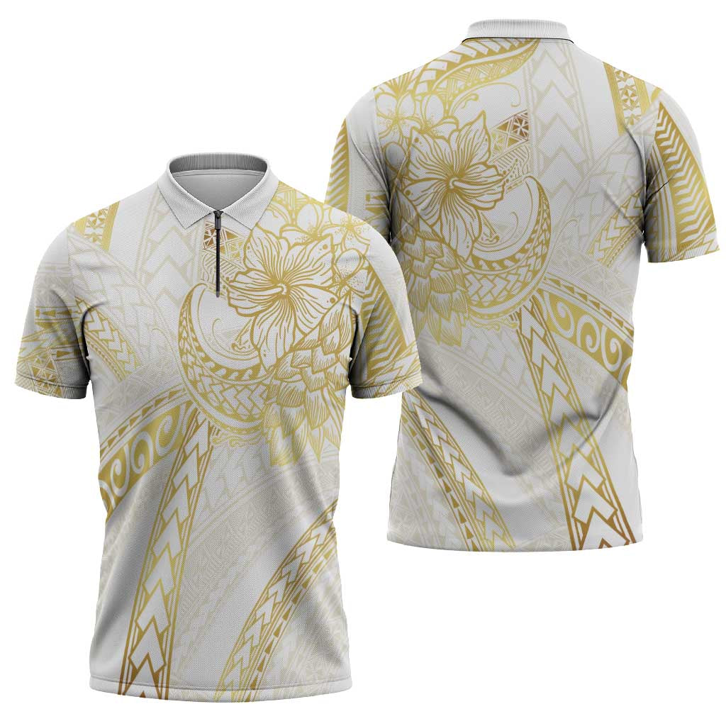 Samoa Lotu Tamaiti Gold Zipper Polo Shirt Teuila Tatau - Polynesian Pride