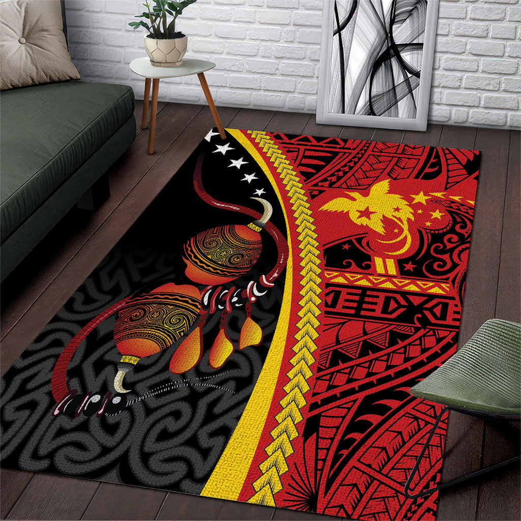 Papua New Guinea Independence Area Rug PNG Bagi and Lime Pot LT7 Black - Polynesian Pride