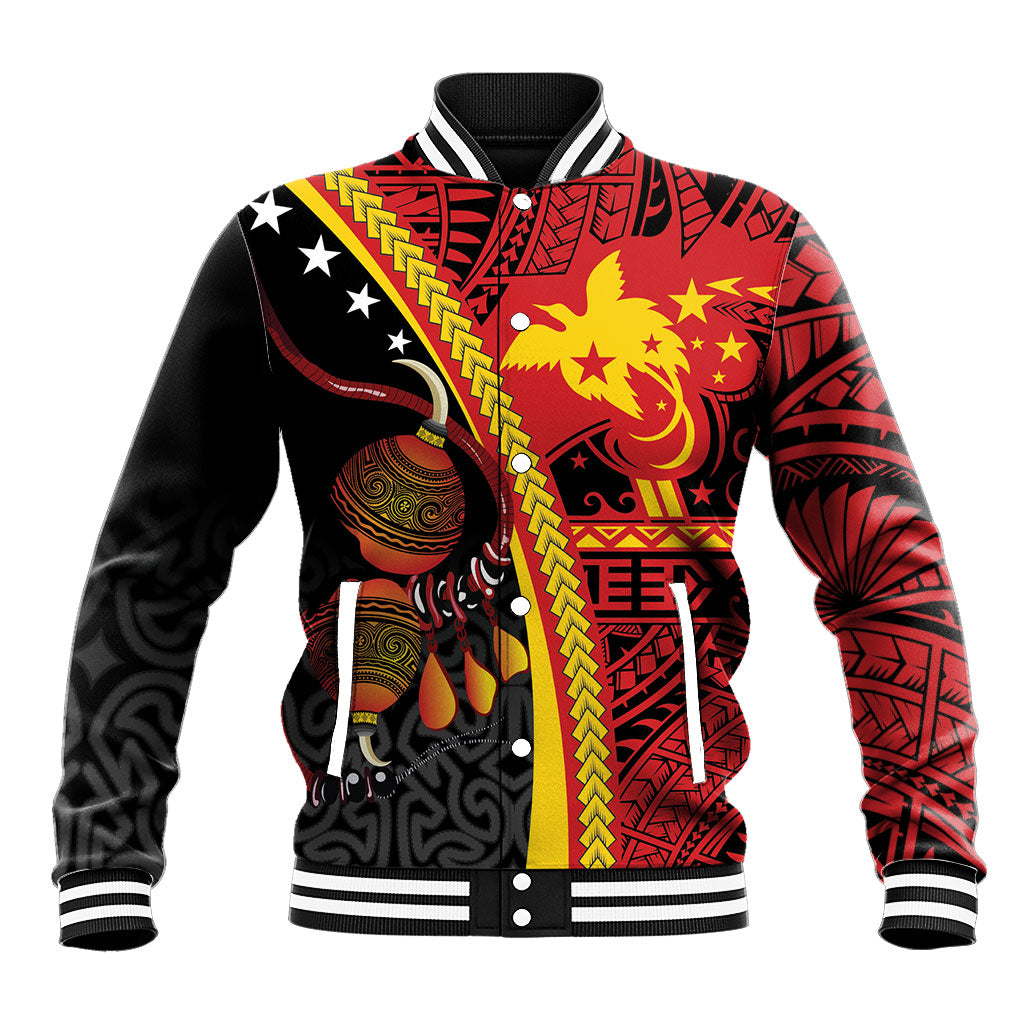 Papua New Guinea Independence Personalised Baseball Jacket PNG Bagi and Lime Pot LT7 Unisex Black - Polynesian Pride